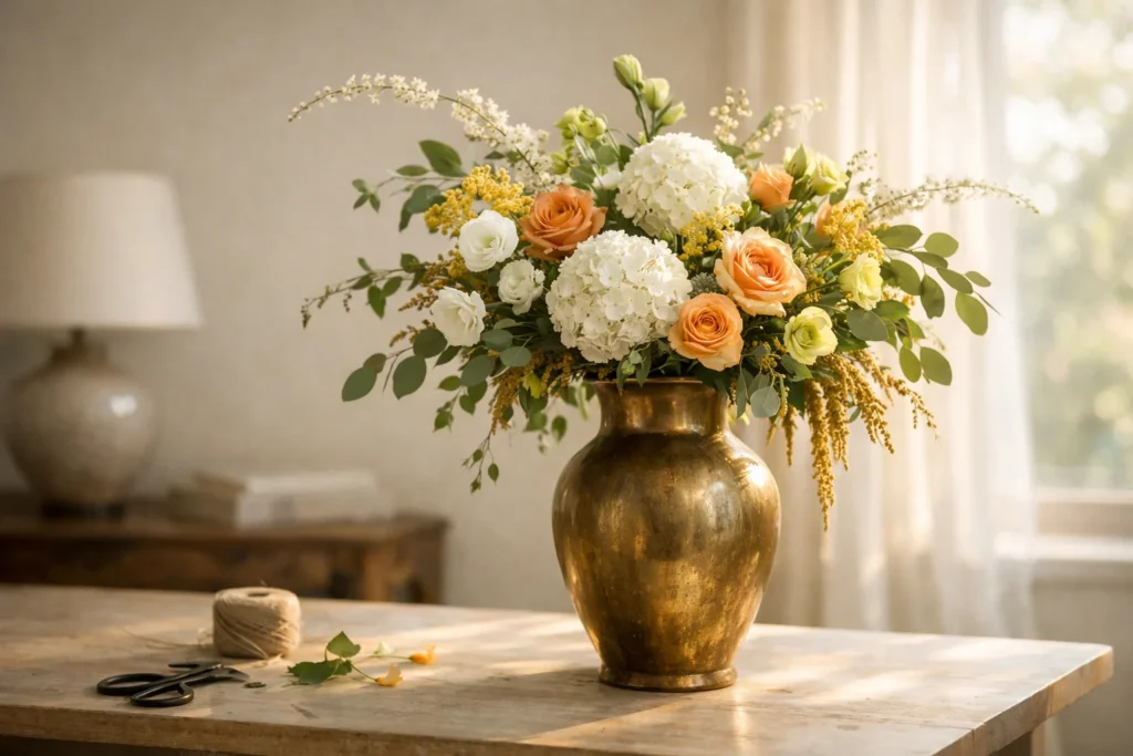 L’art de la composition florale dans un grand vase