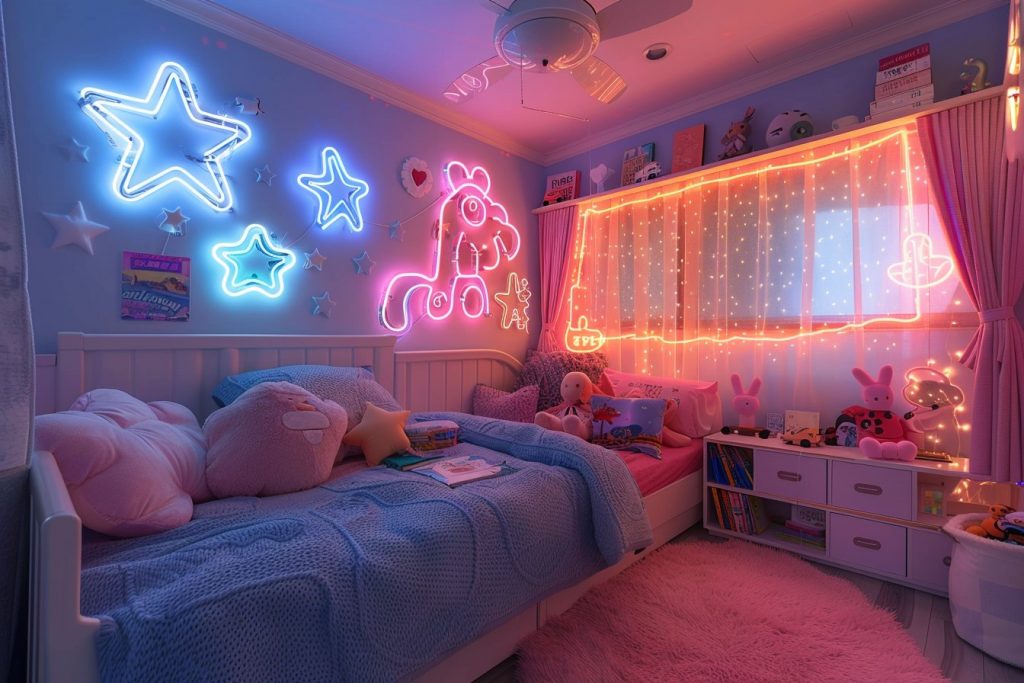 Néons et enfants : décorer une chambre en toute sécurité