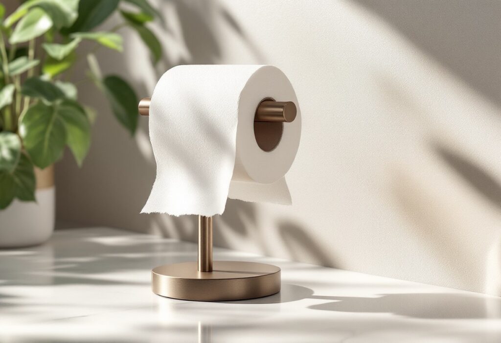 Porte-papier toilette sur pied : un classique revisité
