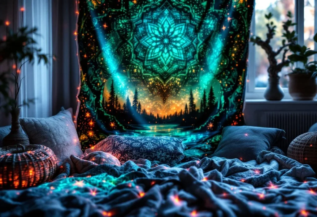 Tenture murale lumière noire : un décor lumineux anti-uv pour une ambiance unique