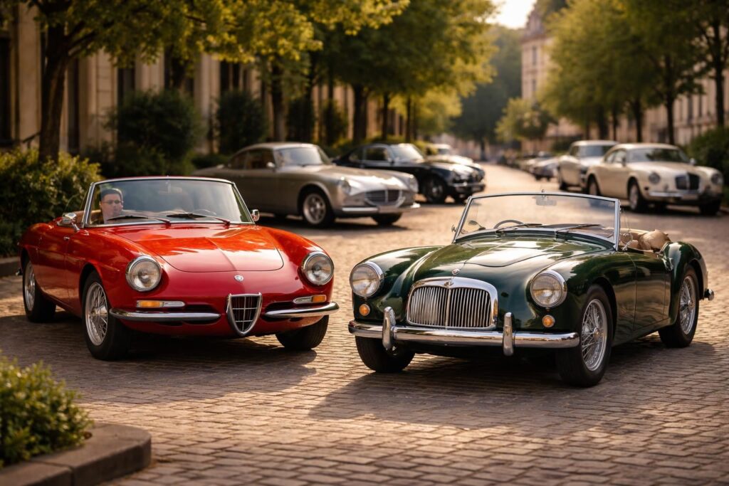 Ma déco magazine vous présente les plus belles voitures vintage avec Alfa Romeo Spider et MG Roadster